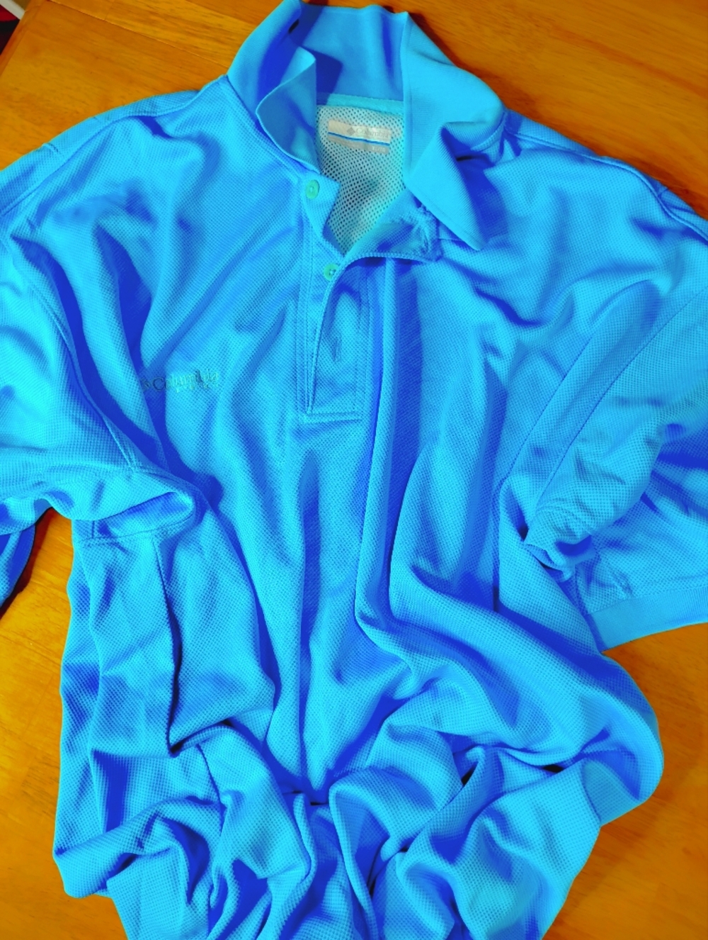 Columbia PFG Light Blue Polo with Gold Logo